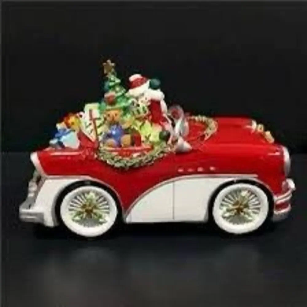 Fitz & Floyd Christmas Merry & Bright Musical Car Plays Here Comes Santa Claus